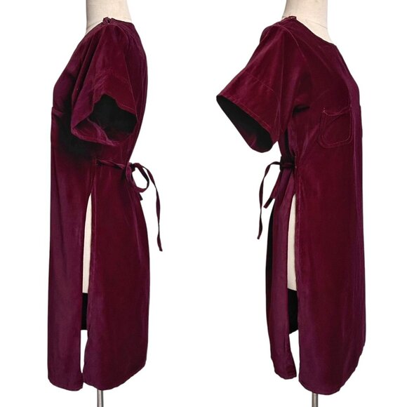 70s vintage velvet tunic top dress overlay Esprit burgundy boho hippie. - Picture 9 of 14